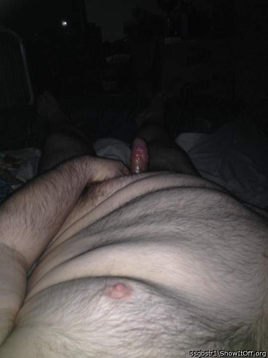 Mmmmmmm I'd lick from your hairy nips down to your fat cock 
