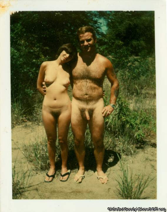 Old Polaroid - me and Joanne nude outside