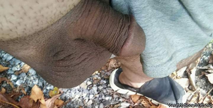 Just airing out my fresh shaved cock and balls outside.