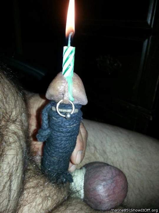 Tied cock/balls with candle/wax drip