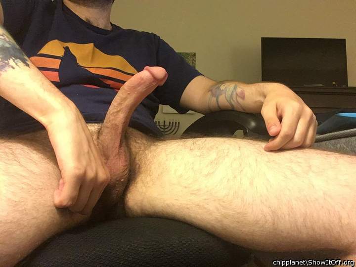 Beautiful view of your crotch and huge penis!   
