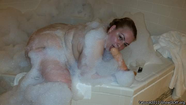 rub a dub dub a sexy whore slut wife in the tub, playing with cock toy