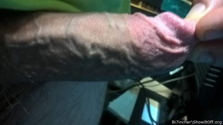 closeup side view of my veiny hard cock