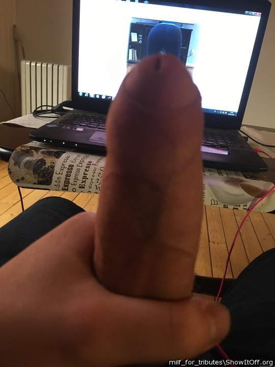 Kukviseren stroking his big young cock to my ass!