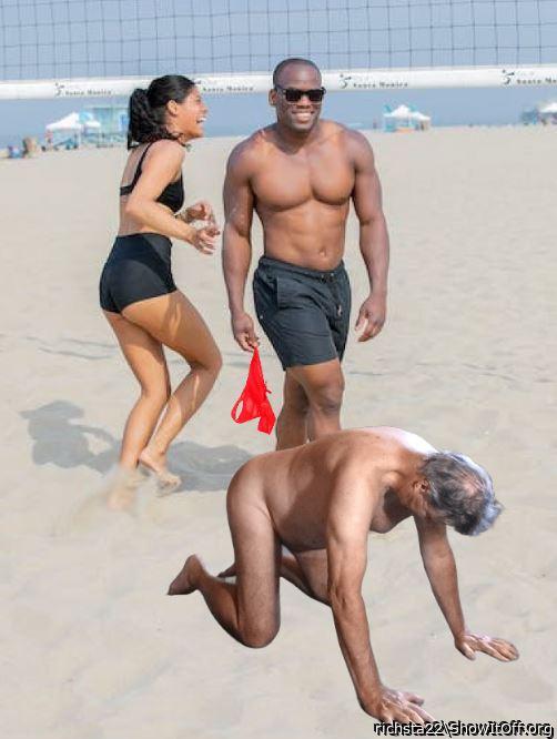 Cuck on the beach ... how embarrassing.