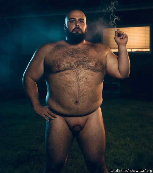 Naked smoke session with clit out