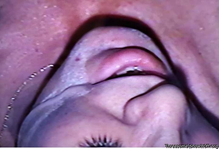 My cum running down her face