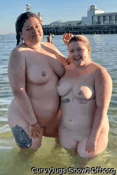 Paige and Hedya enjoying the sea!