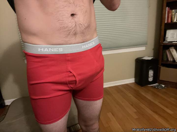 Trying new underwear on