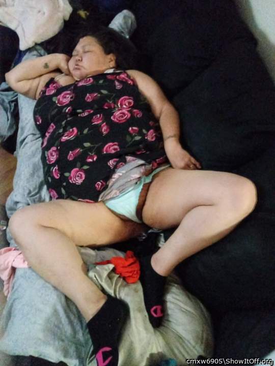 sexy drunk passed out BBW wife in thong smash or pass?