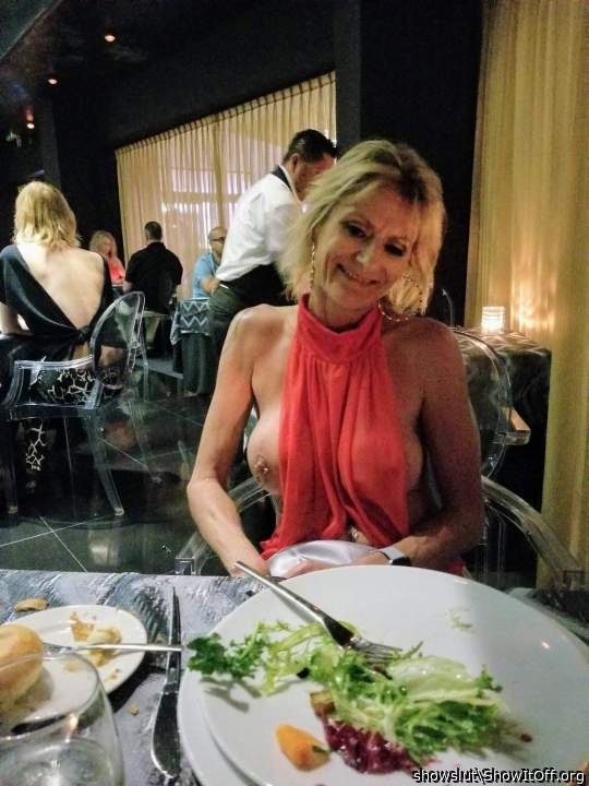 Slut at the dinner table.