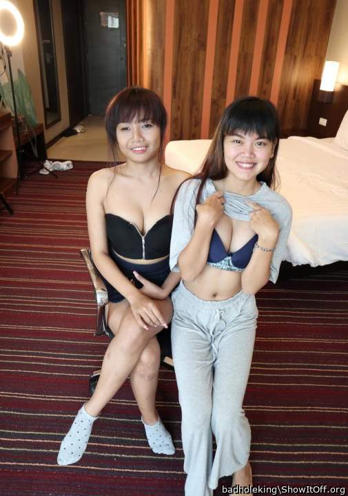 Cute pair of whores .